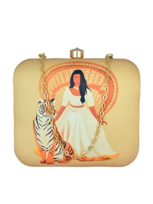Women Queen With Tiger Printed Clutch
