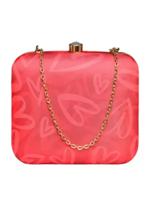 Women Red Hearts Valentine Clutch