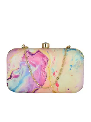 Woman Purple-Peach Resin Print Clutch