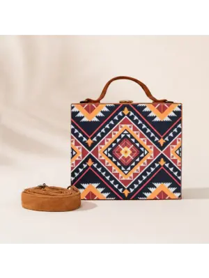 Woman Yellow Symmetrical Printed Suitcase Style