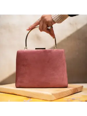 Women Salmon Pink Fabric Clutch
