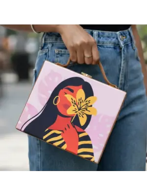 Women Yellow Flower Girl Clutch