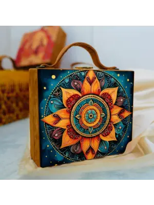Women Mandala Printed Suitcase Style Clutch