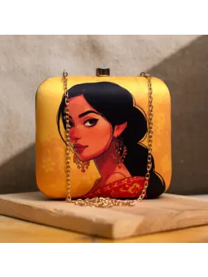 Women Yellow Pretty Woman Portrait Clutch