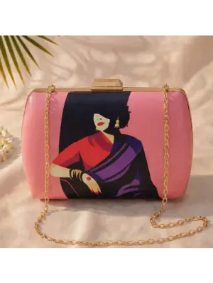 Women Purple Saree Women Clutch
