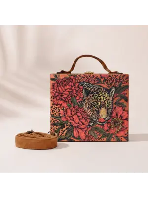 Women Tiger Printed Suitcase Style Clutch