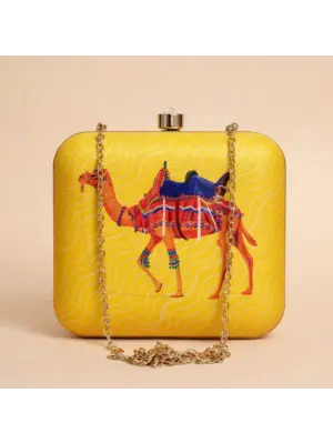 Women Camel Printed Clutch
