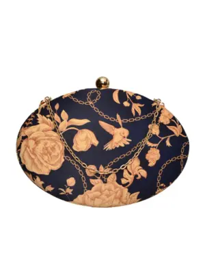 Women Golden Blue Nature Clutch