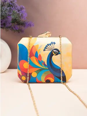 Women Peacock Prism Printed Clutch