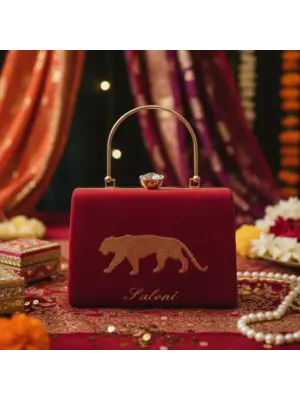 Women Tiger Embroidery Name Customized Clutch