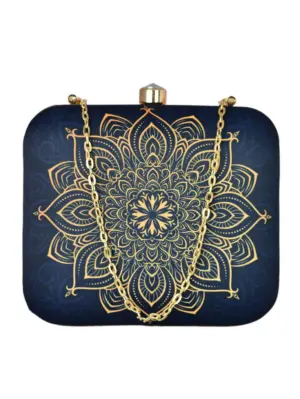 Women Golden Mandala Print Clutch