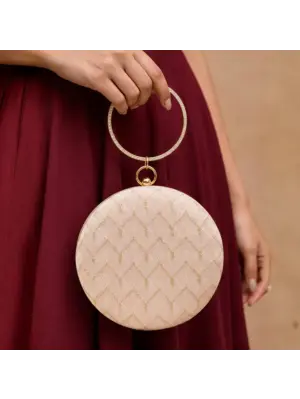 Women Ivory Based Minimal Embroidery Clutch