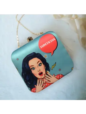 Woman Emerald Green Customised Name Clutch