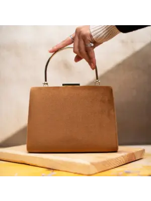 Women Brown Fabric Clutch