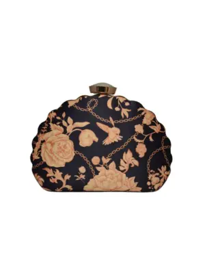 Woman Floral Printed D-shape Clutch