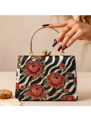 Woman Zebra Floral Luxury Statement Clutch