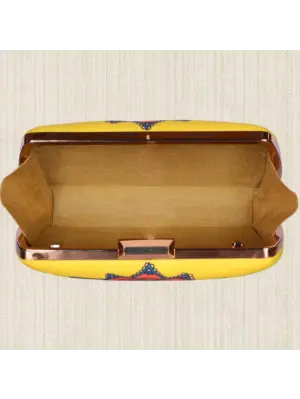 Women Yellow Mandala Printed Clutch