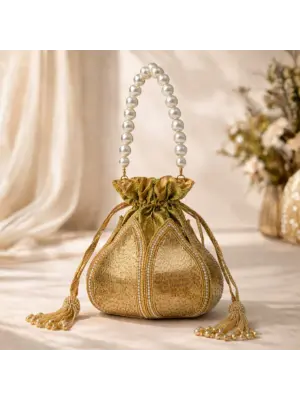 Woman Royal Golden Pearl Potli
