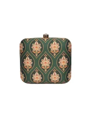 Woman Green Aesthetic Printed Clutch