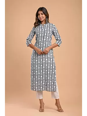 Women Printed Viscose Rayon Straight Kurta  (Grey)