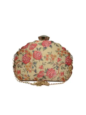 Women Floral Printed D-shape Clutch