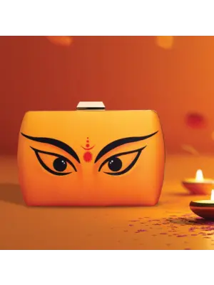 Women Durga Eyes Yellow Printed Clutch