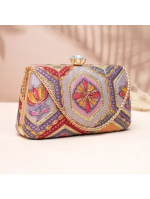 Woman Lavender Mandala Bloom Clutch