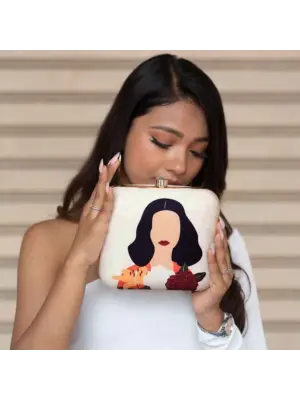 Swanky Women Portrait Printed Clutch