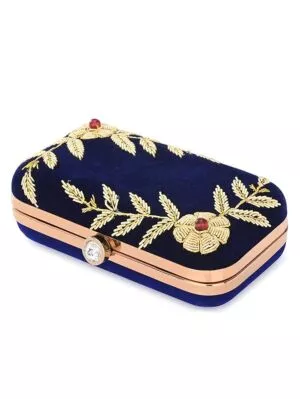 Bridal Navy Blue Box Clutch Bag Purse