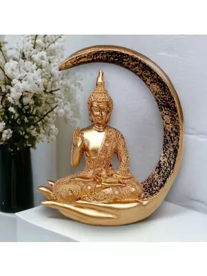 Antique Big Meditating Moon Buddha Statue Showpiece