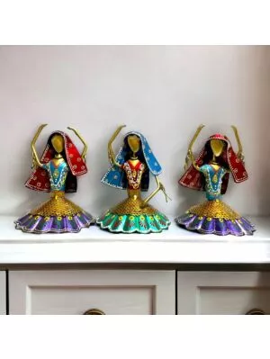 Antique Multicolor Elegant Home Decor Rajasthani Dancing Ladies Showpiece/Figurines | Table Decorative