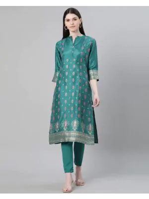 Women Floral Print Straight Kurta with Pants Set