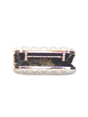 Women White Embroidery Party Clutch