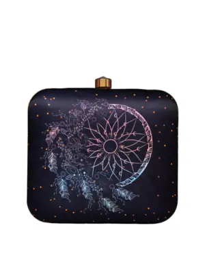 Women Pink-Blue Dream Catcher Printed Clutch