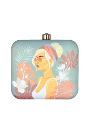 Women White Hair Woman Printed Clutch