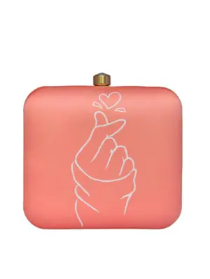 Women Coral Heart Printed Clutch