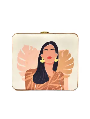 Women Brown Woman Printed MDF Clutch
