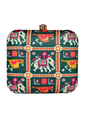 Woman Green Fabric Clutch