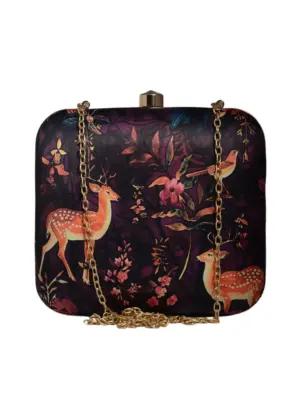 Women Deer And Flower Printed Clutch
