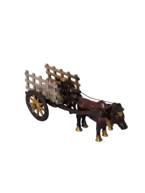 Brown Brass Antique Decorative SINGLE BULL Bullock Cart showpiece