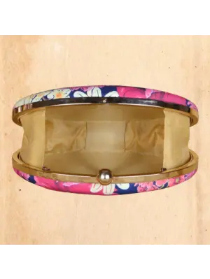 Women Dark Blue Floral Print Clutch