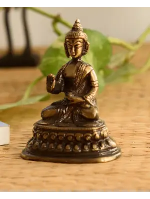 Golden Brass Meditating Buddha Statue