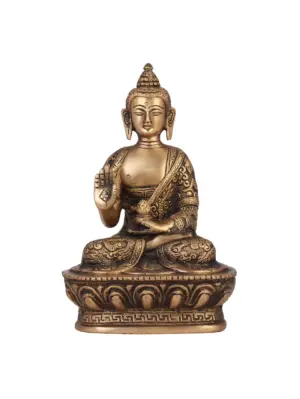 Golden and Brown Brass Premium Meditating Blessing Buddha Statue