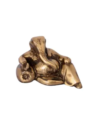 Golden Brass Lord Ganesha Idol With Masand