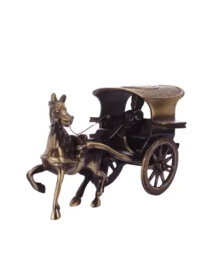 Brown Brass Horse Carriage Showpiece
