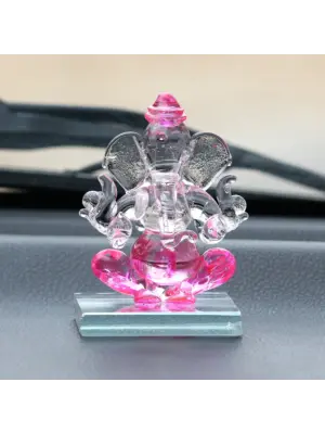 Crystal Lord Ganesha Idol For Home And Car Dashboard
