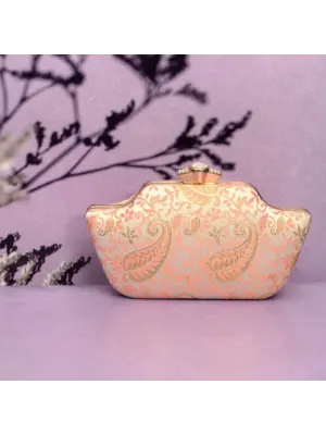 Women Peach Leaf Embroidered Clutch