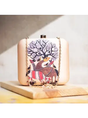 Women Madhubani Art Printed Clutch