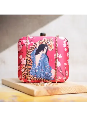 Woman Tiger Lady Printed Clutch