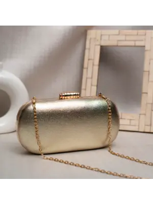 Women Metallic Gold Shimmery Party Clutch